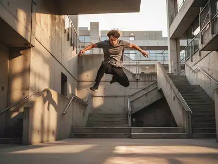 Eine Person bei einer Parkour-Übung in einem urbanen Umfeld zur Stärkung der psychischen Resilienz. - Foto: über boerse-global.de