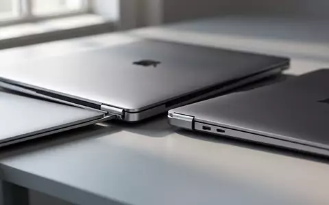 Zwei moderne, schlanke Ultrabooks, die nebeneinander auf einem minimalistischen Schreibtisch stehen. - Foto: über boerse-global.de