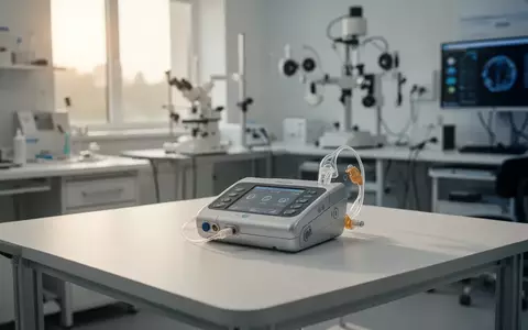 Ein modernes Hörimplantat liegt auf einem sauberen klinischen Arbeitstisch in einem medizinischen Labor. - Foto: über boerse-global.de