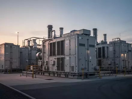 Industrielle Stromerzeugungsanlagen auf einem Gelände bei Dämmerung - Foto: über boerse-global.de