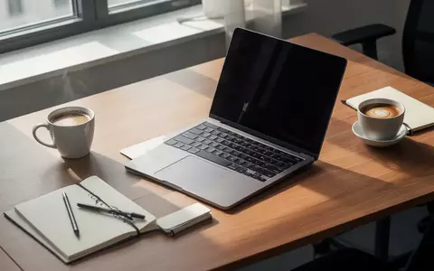 Ein moderner, aufgeräumter Arbeitsplatz mit einem Laptop auf einem Schreibtisch bei natürlichem Tageslicht. - Foto: über boerse-global.de