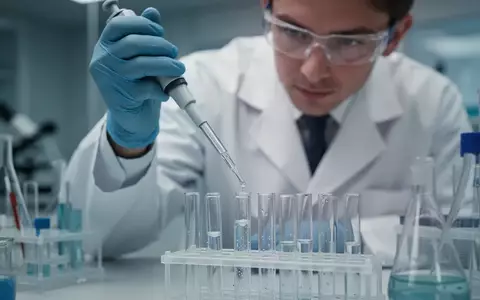 Ein Forscher in einem medizinischen Labor bei der Arbeit mit einer Pipette und Reagenzgläsern. - Foto: über boerse-global.de