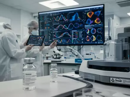 Medizinische Fachkraft analysiert genetische Daten an einem Laborbildschirm zur Vorbereitung einer personalisierten Therapie. - Foto: über boerse-global.de
