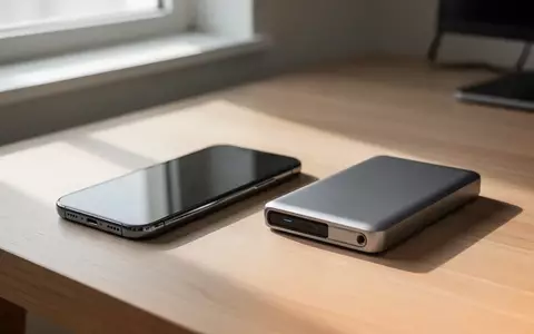 Ein modernes Smartphone liegt neben einer externen SSD-Festplatte auf einem sauberen Schreibtisch bei natürlichem Licht. - Foto: über boerse-global.de