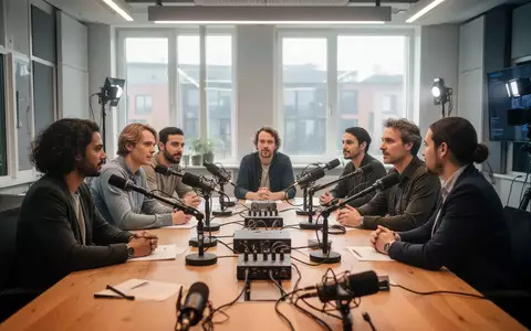 Eine Gruppe von Menschen in einem Medien-Studio bei einer konstruktiven Gesprächsrunde zur Vernetzung. - Foto: über boerse-global.de