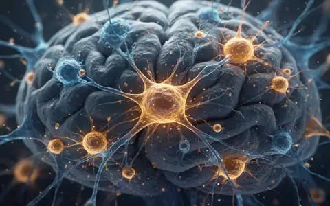 Mikroskopische Aufnahme von Astrozyten und neuronalem Gewebe in einem Labor zur Veranschaulichung der Gehirnregeneration. - Foto: über boerse-global.de