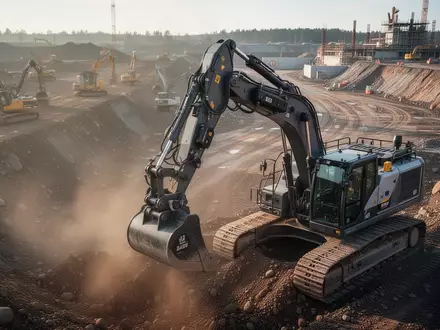 Ein autonomer Bagger bei der Arbeit auf einer modernen Großbaustelle. - Foto: über boerse-global.de