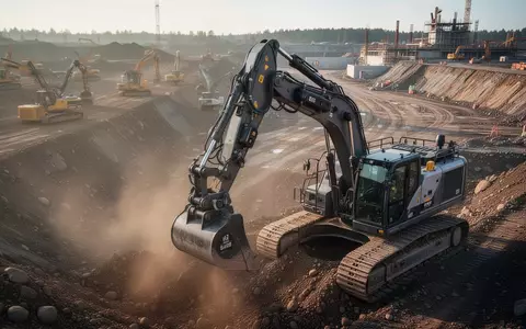 Ein autonomer Bagger bei der Arbeit auf einer modernen Großbaustelle. - Foto: über boerse-global.de