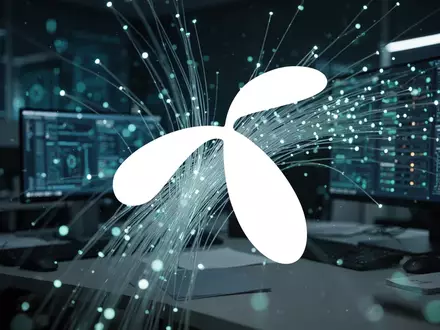 Abstrakte Darstellung digitaler Netzwerkstrukturen und Glasfaserverbindungen in einer professionellen BĂŒroumgebung. - Foto: ĂŒber boerse-global.de