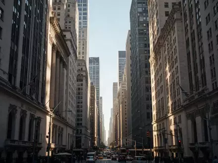 Blick auf die Architektur im New Yorker Finanzviertel bei natürlichem Tageslicht. - Foto: über boerse-global.de