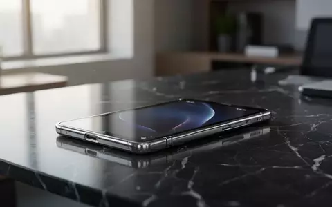 Ein faltbares Smartphone liegt auf einem eleganten Schreibtisch in einem modernen Büro. - Foto: über boerse-global.de