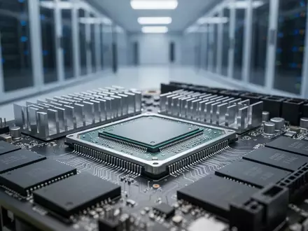 Nahaufnahme einer hochmodernen Server-Platine mit Speicherchips in einem Rechenzentrum. - Foto: über boerse-global.de