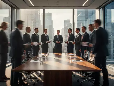 Professionelle Investoren bei einem Geschäftstreffen in einem modernen Konferenzraum mit Tageslicht. - Foto: über boerse-global.de