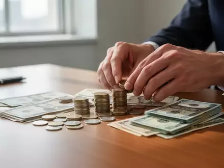 Hände beim Zählen von Bargeld auf einem Schreibtisch als Symbol für Einkommensvergleiche und finanzielle Stabilität. - Foto: über boerse-global.de