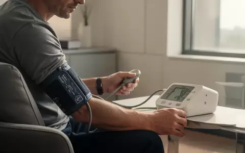 Eine Person misst in einer ruhigen, hellen Umgebung gewissenhaft ihren Blutdruck mit einem digitalen Messgerät. - Foto: über boerse-global.de