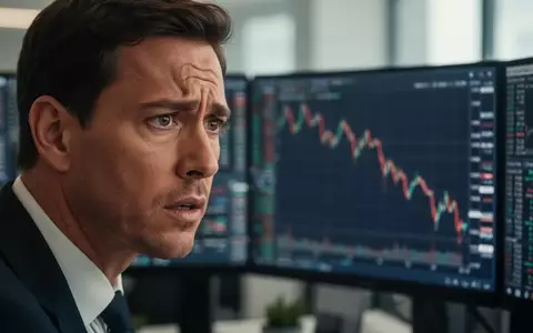 Ein besorgter Investor blickt auf einen Computerbildschirm mit einem fallenden Kursverlauf in einem modernen Büro. - Foto: über boerse-global.de