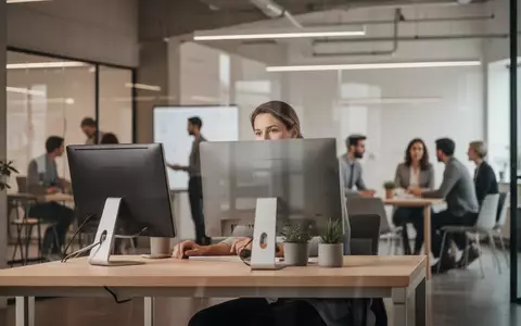 Ein konzentrierter Mitarbeiter an einem modernen Schreibtisch in einem hellen, professionellen Großraumbüro. - Foto: über boerse-global.de