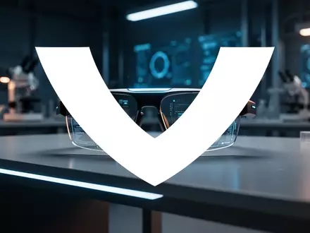 Futuristische Smartglasses auf einem minimalistischen Schreibtisch in einer High-Tech-Umgebung. - Foto: über boerse-global.de