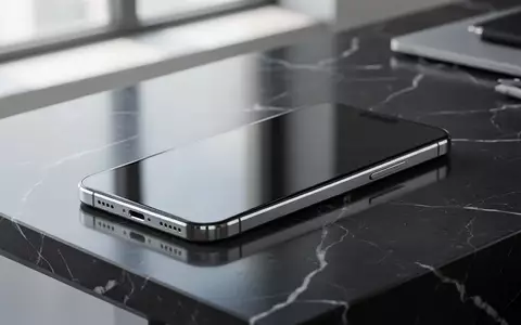 Ein hochwertiges Smartphone auf einer dunklen Marmoroberfläche in einem minimalistischen, modernen Arbeitsbereich. - Foto: über boerse-global.de