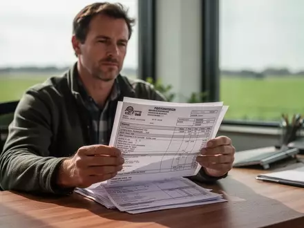Landwirt in einem modernen Büro bearbeitet landwirtschaftliche Rechnungen zur digitalen Erfassung. - Foto: über boerse-global.de