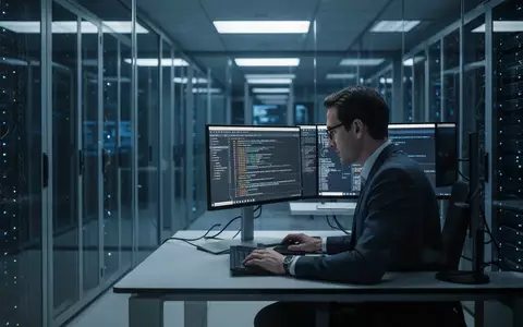 Ein IT-Administrator arbeitet in einem modernen Serverraum an der Datenmigration für ein Unternehmen. - Foto: über boerse-global.de