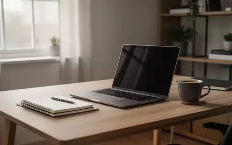 Ein moderner, aufgeräumter Arbeitsplatz mit einem Laptop auf einem Schreibtisch in hellem, natürlichem Licht. - Foto: über boerse-global.de
