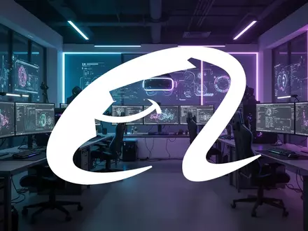 Abstrakte Darstellung eines modernen digitalen Gaming-Studios mit futuristischer Beleuchtung und technologischem Ambiente. - Foto: über boerse-global.de