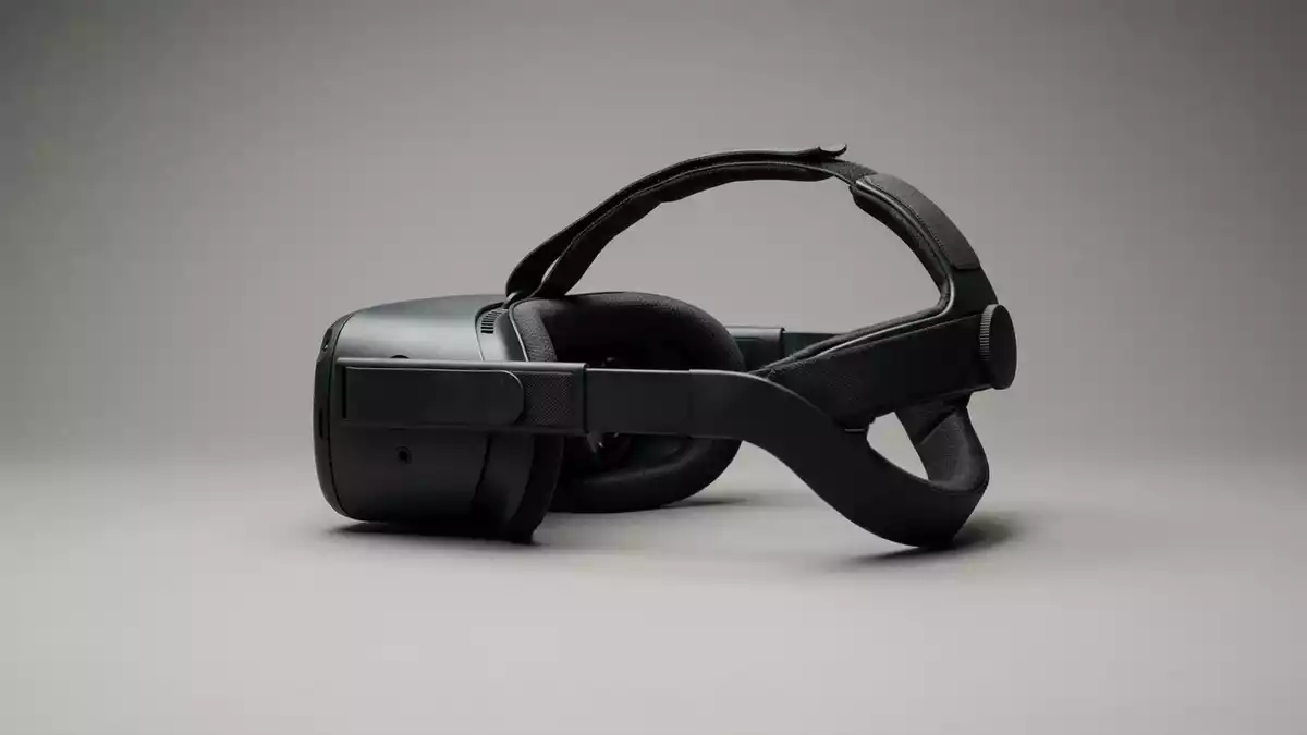 Fotorealistische Studioansicht von VR-Headset in neutraler Produktdarstellung, neutral