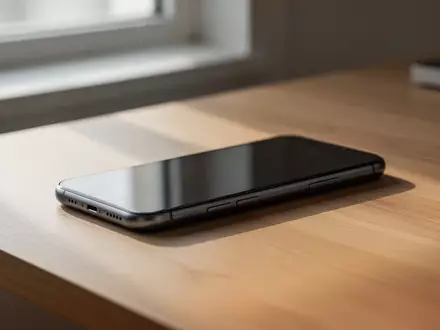 Ein modernes Smartphone liegt auf einem minimalistischen Schreibtisch bei natürlichem Tageslicht. - Foto: über boerse-global.de