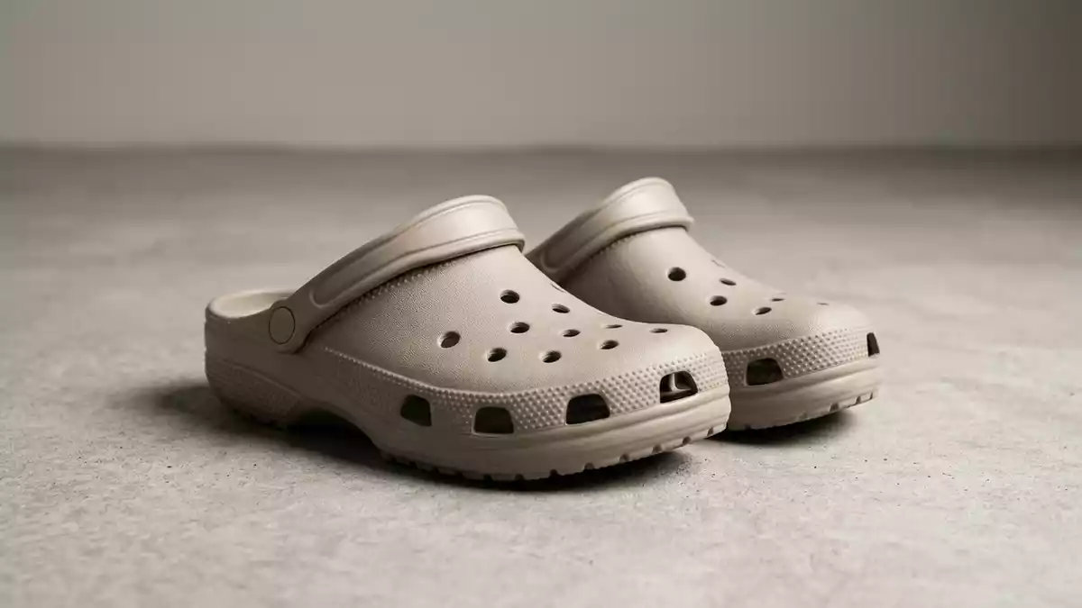 Fotorealistische Studioansicht von Badeclogs in neutraler Produktdarstellung, neutral