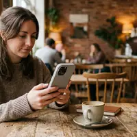 Fotorealistische Aufnahme von Handyhuelle im Cafe zum Thema Apple Silikon Case MagSafe, natuerliches Licht - Foto: THN