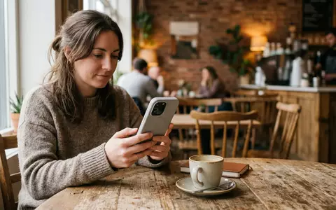 Fotorealistische Aufnahme von Handyhuelle im Cafe zum Thema Apple Silikon Case MagSafe, natuerliches Licht - Foto: THN