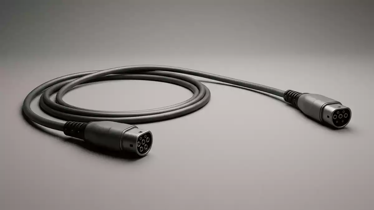 Fotorealistische Studioansicht von Ladekabel in neutraler Produktdarstellung, neutral