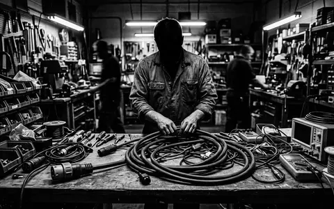 Schwarzweiss-Reportage mit Ladekabel zum Thema Apple USB-C Ladekabel 2m, hoher Kontrast, sachlich dargestellt - Foto: THN