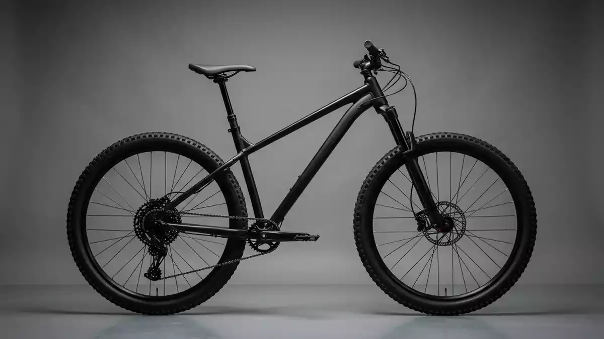 Fotorealistische Studioansicht von Mountainbike in neutraler Produktdarstellung