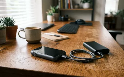 Fotorealistische Aufnahme von USB-C-Kabel am Schreibtisch zum Thema CableCreation USB-C auf USB-C, natuerliches Licht - Foto: THN