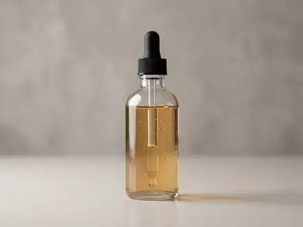 Fotorealistische Studioaufnahme von Haarserum zum Thema The Ordinary Multi-Peptide Serum, klare Lichtfuehrung - Foto: THN