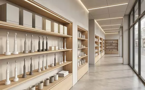 Architektur-Render im Koerperpflege Laden mit Elektrische Zahnbuerste zum Thema Philips Sonicare DiamondClean 9000, neutrales Tageslicht - Foto: THN