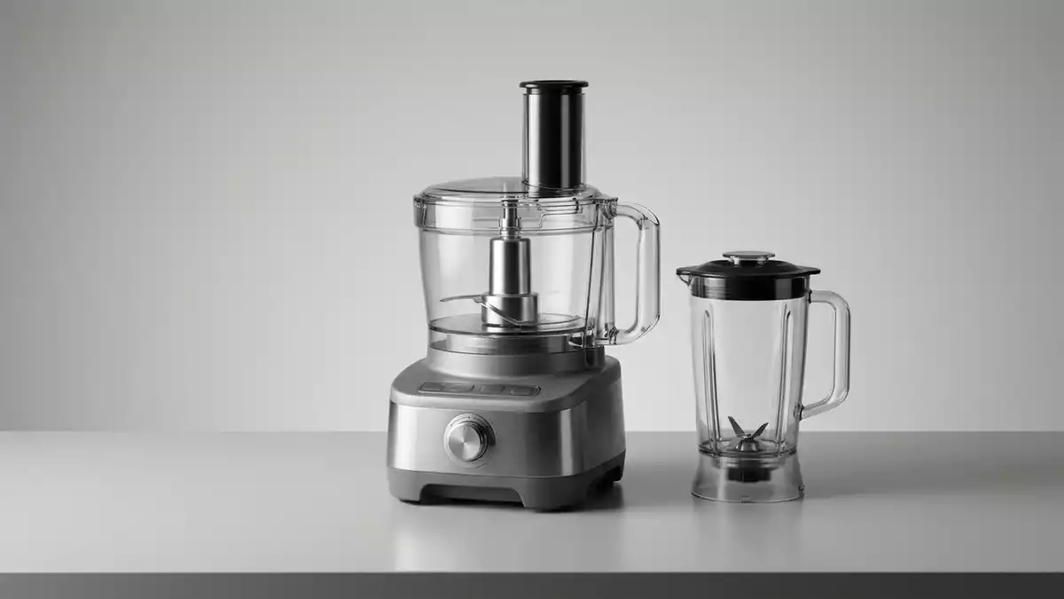 Fotorealistische Studioansicht von Kuechenmaschine in neutraler Produktdarstellung