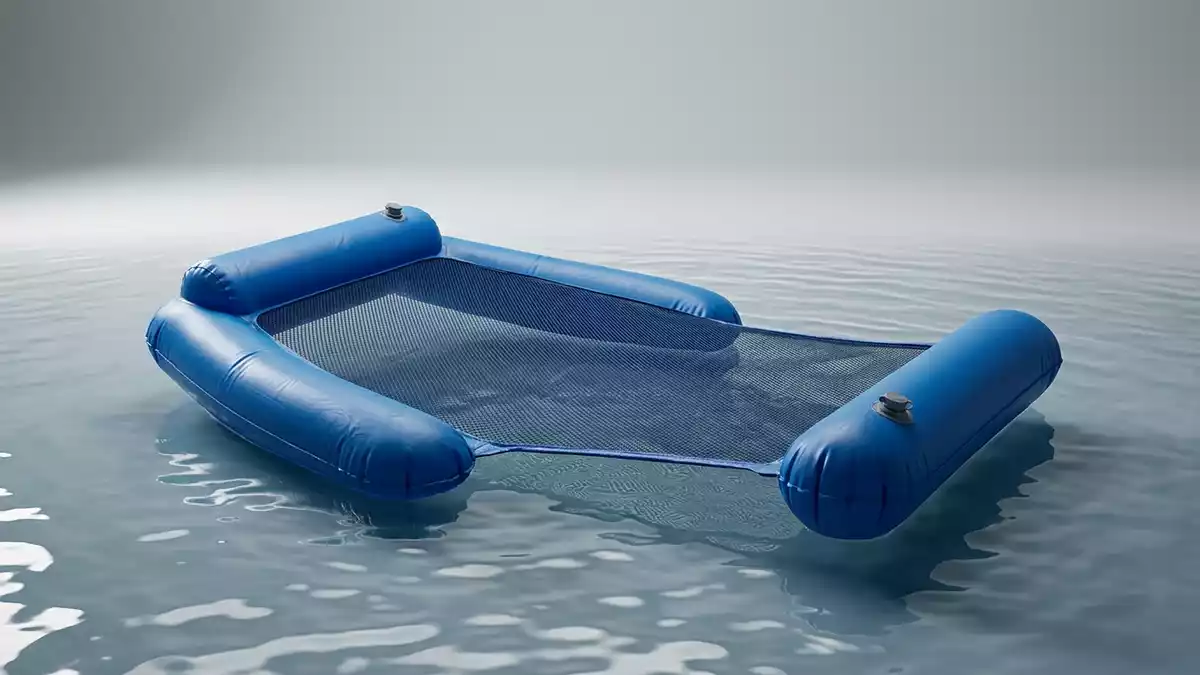 Fotorealistische Studioansicht von Wasserhaengematte in neutraler Produktdarstellung