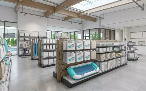 Architektur-Render im Poolzubehoergeschaeft mit Wasserhaengematte zum Thema Intex Floating Row Wasserhängematte, neutrales Tageslicht - Foto: THN