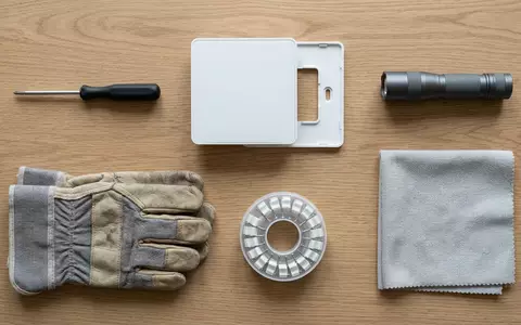 Flatlay-Arrangement rund um Heizungsthermostat zum Thema Viessmann Vitodens 200-W Smart, weiches Oberlicht - Foto: THN