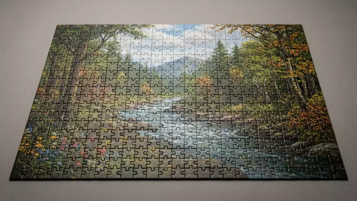 Fotorealistische Studioansicht von Puzzle in neutraler Produktdarstellung, neutral