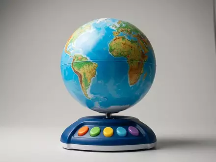 Fotorealistische Studioaufnahme von Lernglobus zum Thema Ravensburger tiptoi Globus interaktiv, klare Lichtfuehrung - Foto: THN