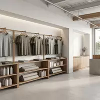 Architektur-Render im Sportmodegeschaeft mit Sportshirt zum Thema Lululemon Metal Vent Tech, neutrales Tageslicht - Foto: THN