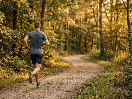 Fotorealistische Aufnahme von Sportshirt im Park zum Thema Lululemon Metal Vent Tech, warmes Abendlicht - Foto: THN