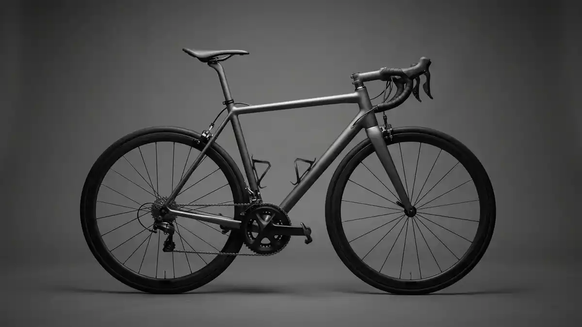 Fotorealistische Studioansicht von Rennrad in neutraler Produktdarstellung, neutral
