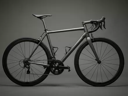 Fotorealistische Studioaufnahme von Rennrad zum Thema Cannondale SuperSix EVO 3, klare Lichtfuehrung - Foto: THN