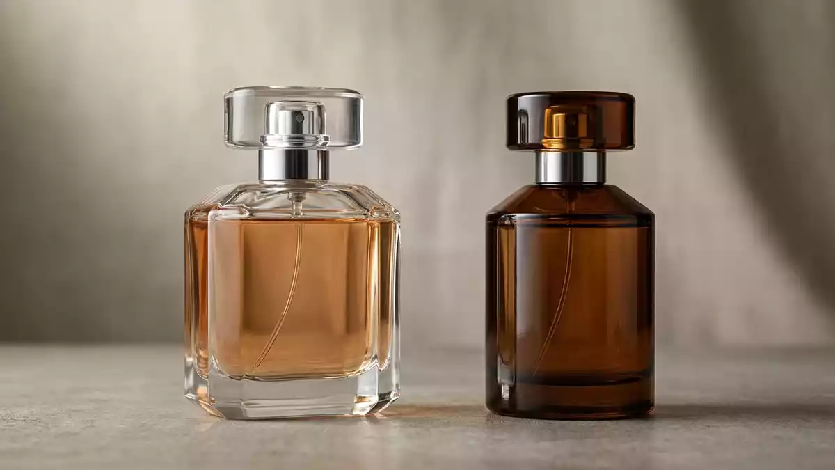 Fotorealistische Studioansicht von Eau de Parfum in neutraler Produktdarstellung