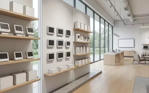 Architektur-Render im Smart Home Handel mit Heizkoerperthermostat zum Thema Emerson Sensi Touch 2, neutrales Tageslicht - Foto: THN